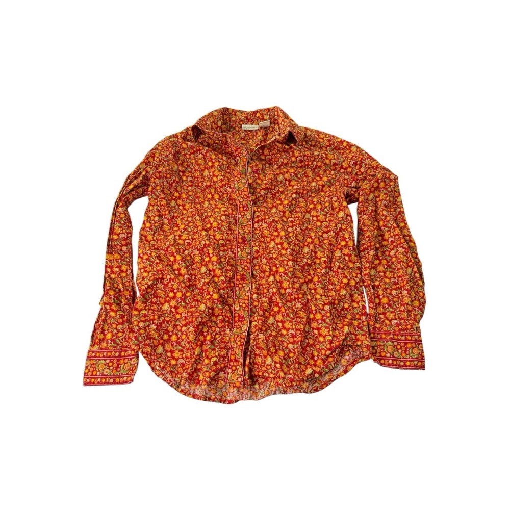 Vintage St John's Bay Floral Button Up Shirt Women's Small 100% Cotton Boho Top